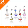 2015 sexy cz dangle surgical steel navel ring with colourful crystal belly rings for womens girls.